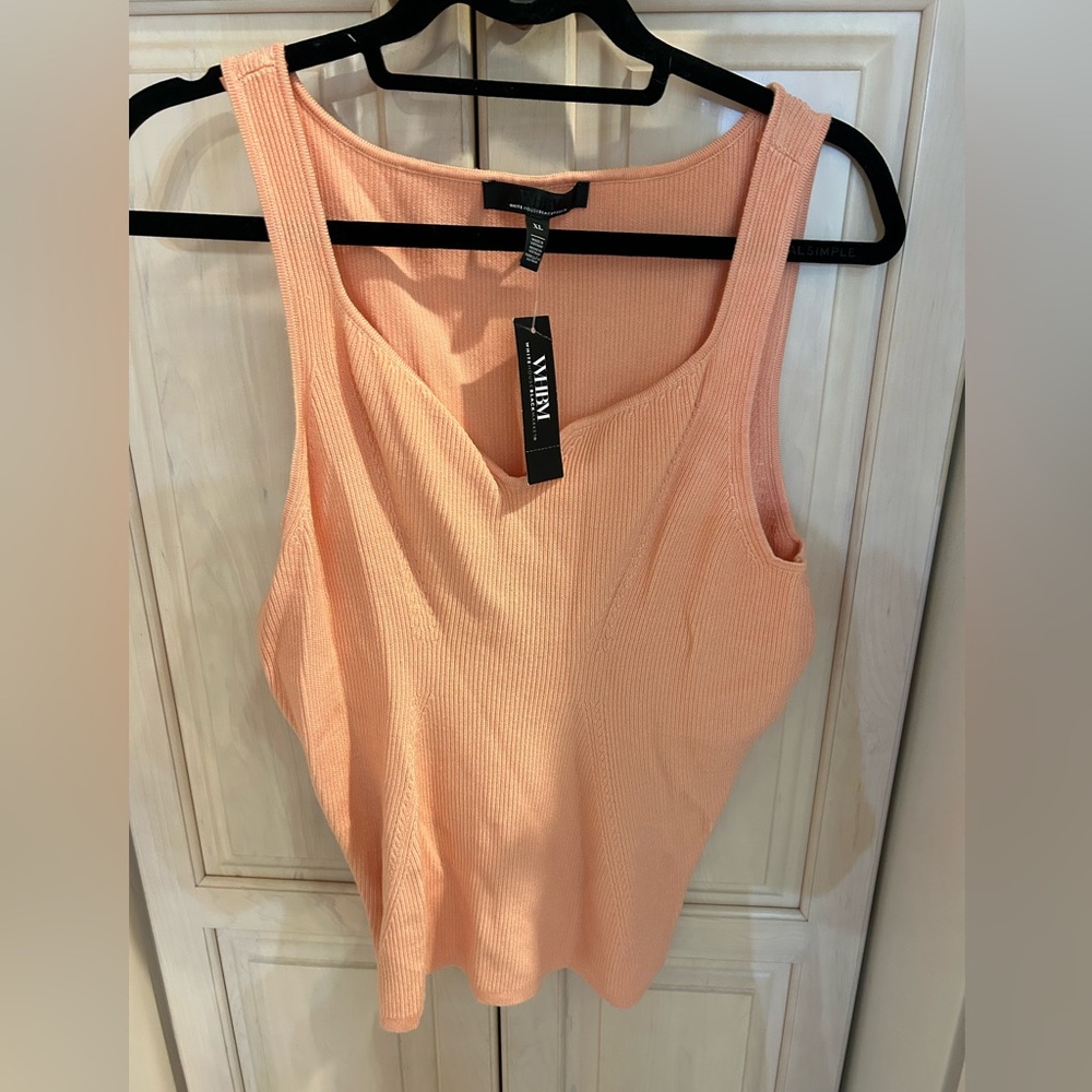 White House Black Market Ribbed Sweater Tank Peach Size XL NWT